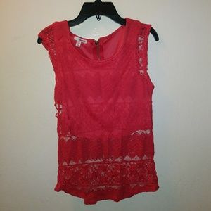 Orange Lace Cover Crop Shirt